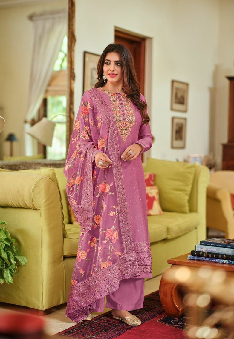 Eba Nyra Vol 3 Elegant Salwar Kameez For Women With Embroidery Work And Floral Dupatta