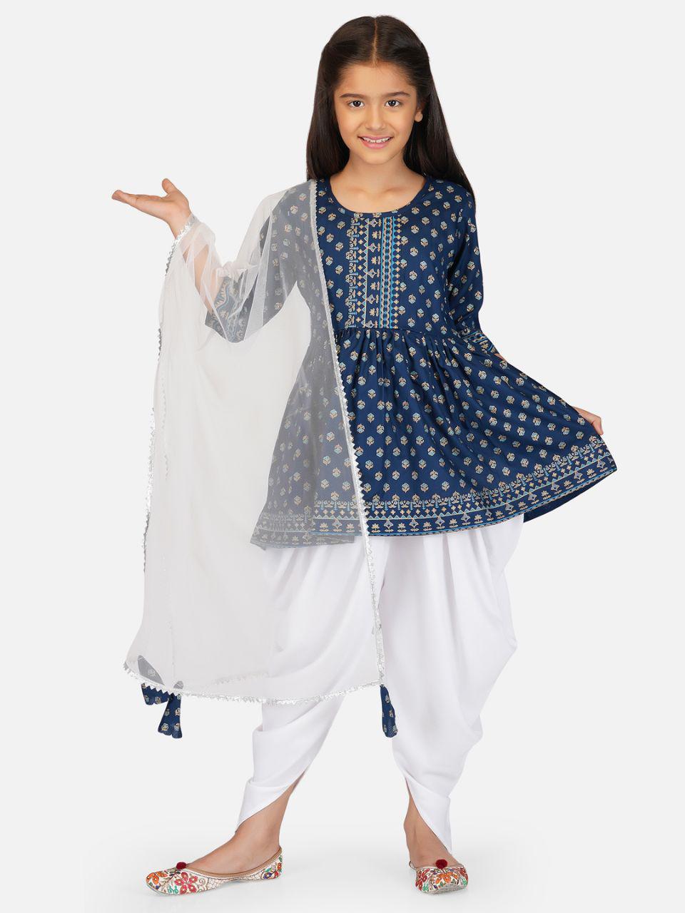 Designer Party Wear Kids Beautiful Floral Kurta with Dhoti