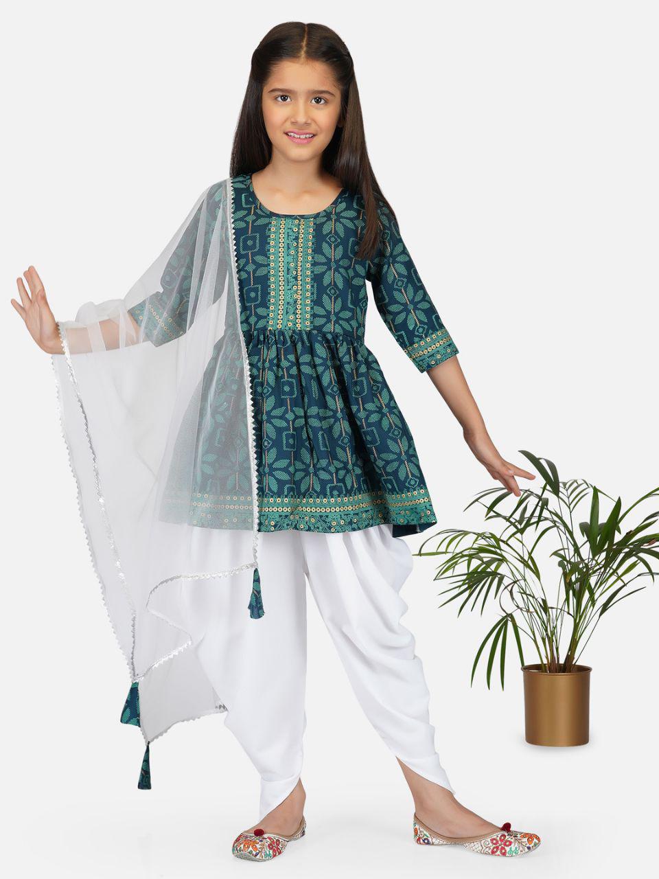 Designer Party Wear Kids Beautiful Floral Kurta with Dhoti