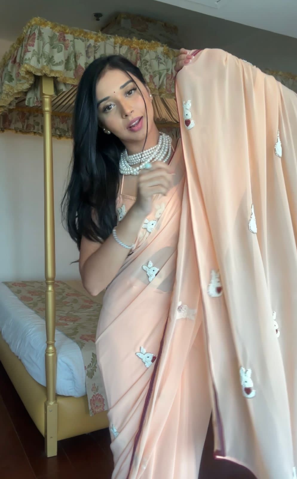 Beautiful Designer Royal Rabit Georgette Ready To Wear Saree