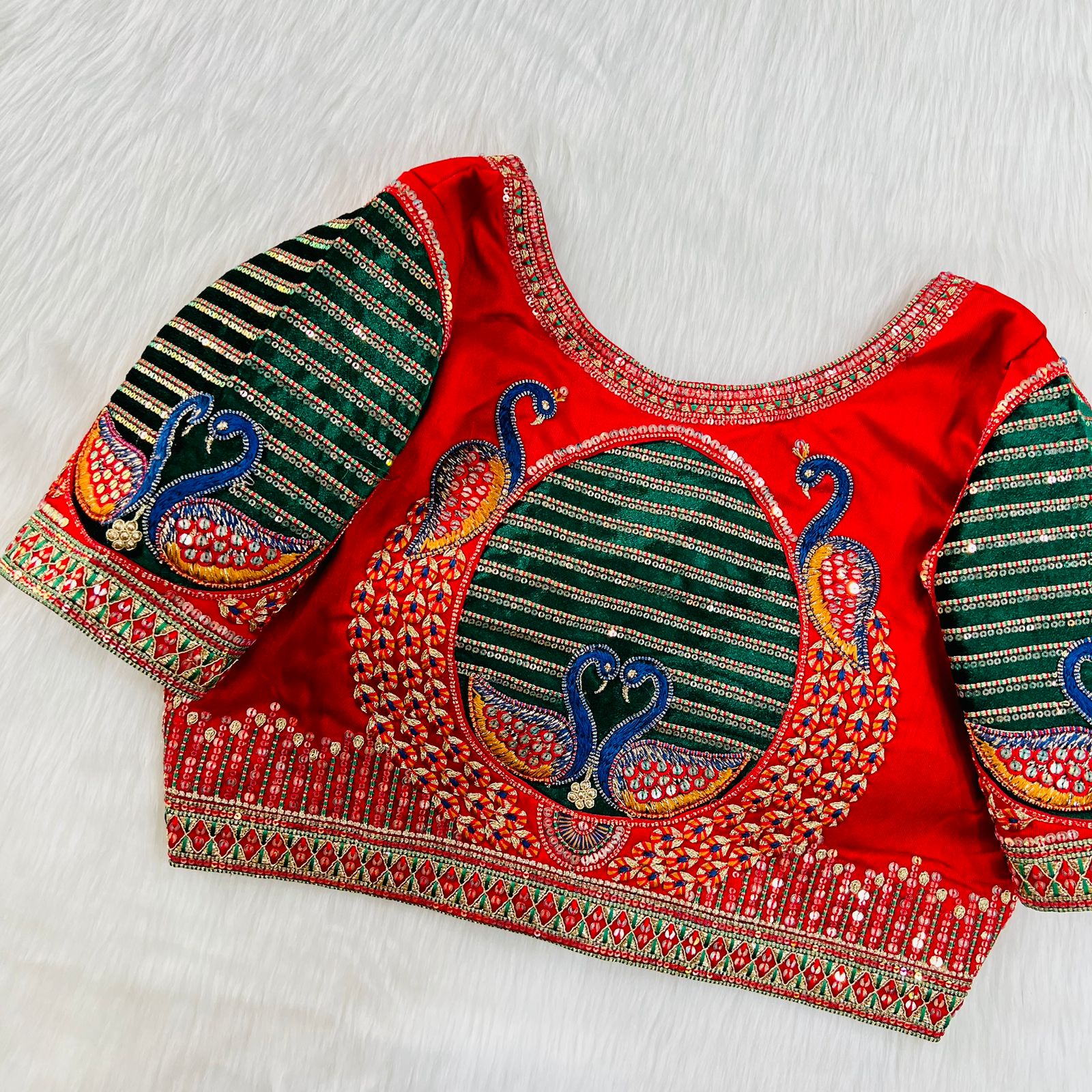 Designer Heavy Bridal Wedding Peacock Blouse