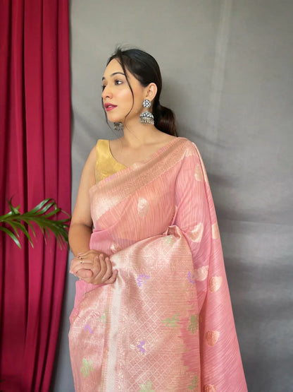 Beautiful Ladli Designer Pure Linen Slub Silk Saree