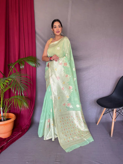Beautiful Ladli Designer Pure Linen Slub Silk Saree