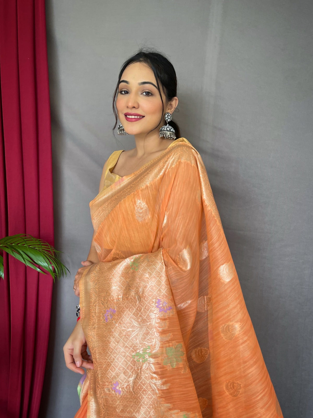 Beautiful Ladli Designer Pure Linen Slub Silk Saree