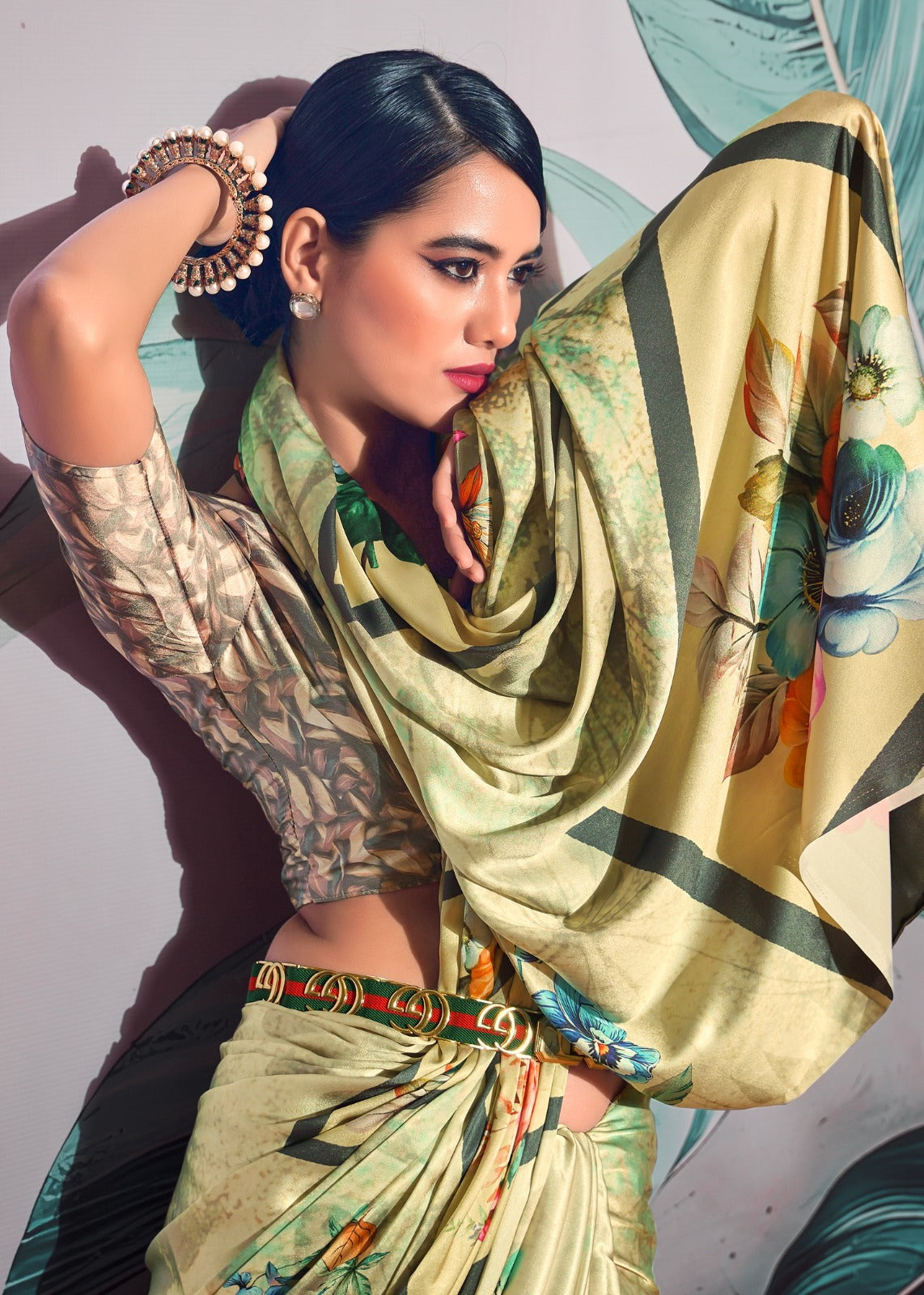 Beautiful Designer Sattin Crape Patang Series 190001-190008 Sattin Crape With Digital Print Saree