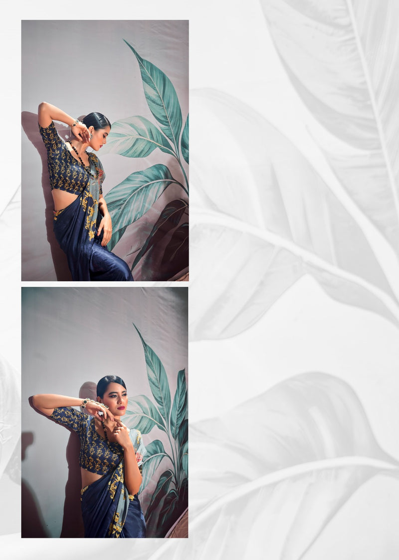 Beautiful Designer Sattin Crape Patang Series 190001-190008 Sattin Crape With Digital Print Saree