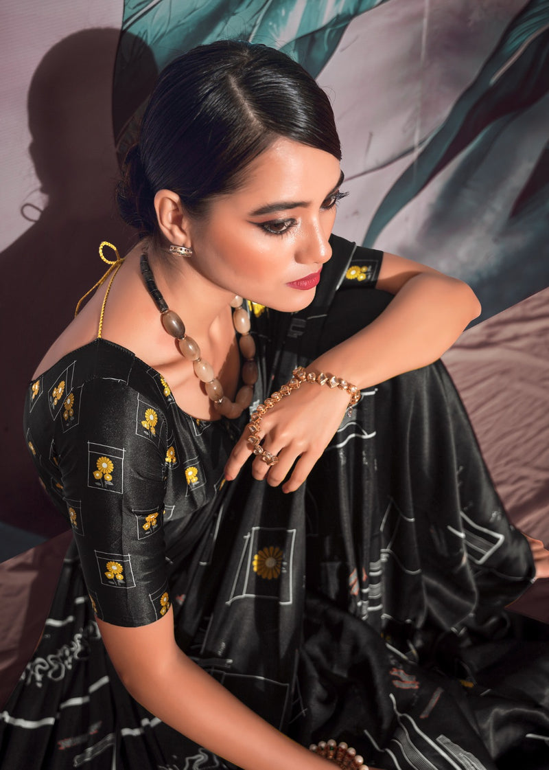 Beautiful Designer Sattin Crape Patang Series 190001-190008 Sattin Crape With Digital Print Saree