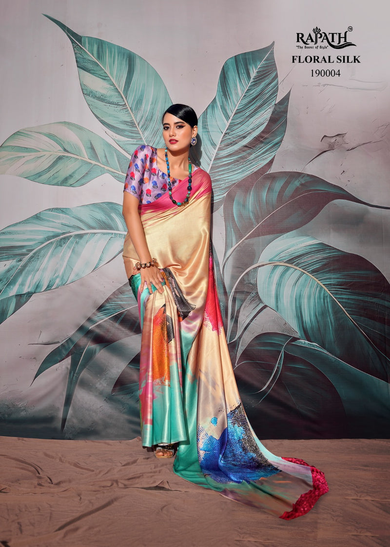 Beautiful Designer Sattin Crape Patang Series 190001-190008 Sattin Crape With Digital Print Saree
