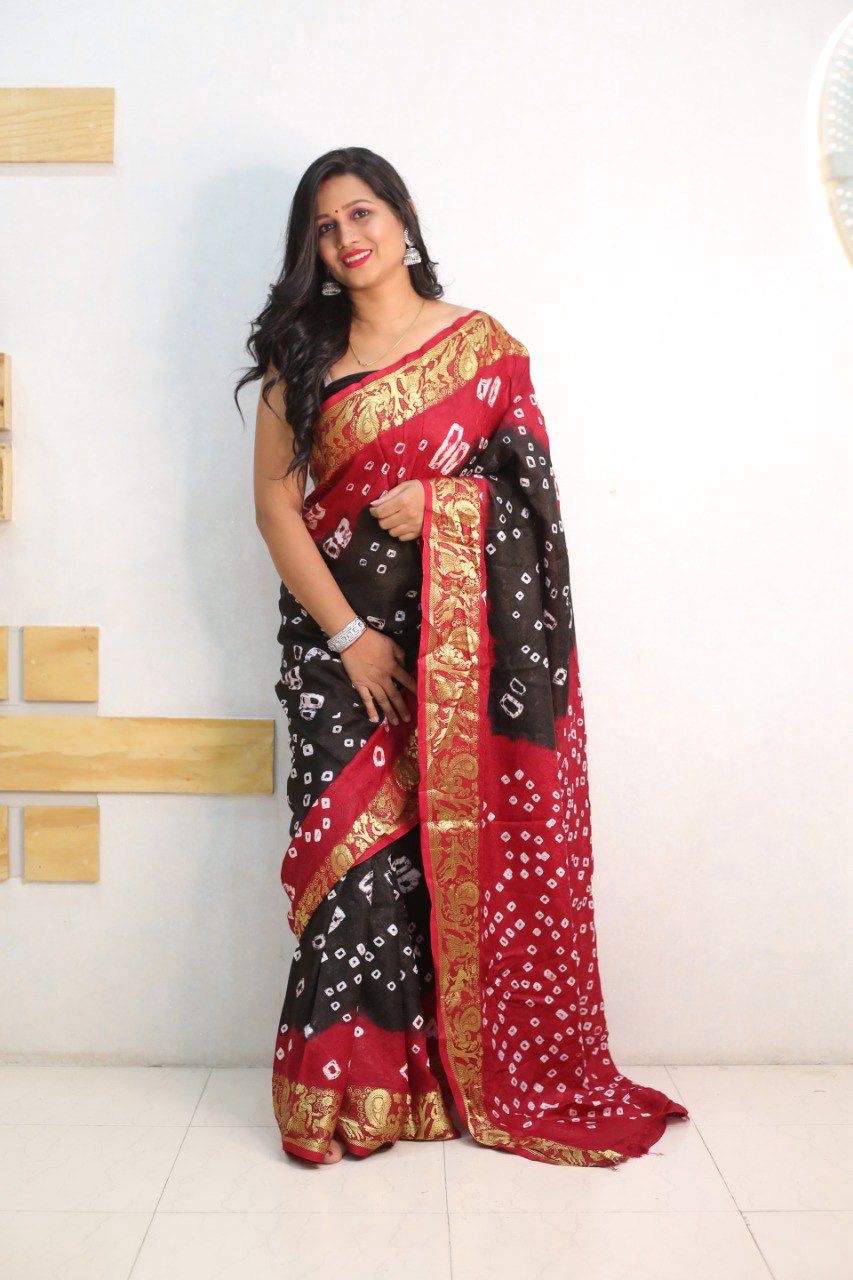 Beautiful Boutique Designer Pure Hirni Bandhej Silk Saree