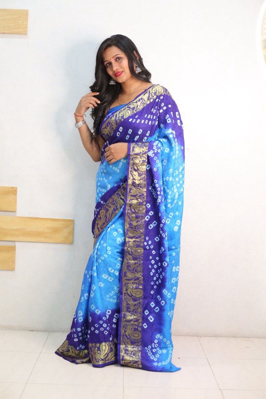 Beautiful Boutique Designer Pure Hirni Bandhej Silk Saree