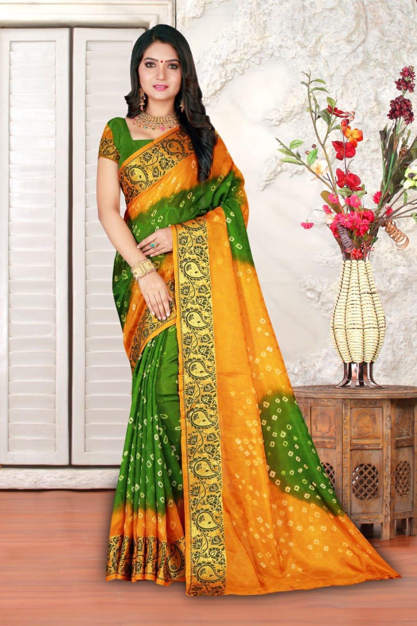 Beautiful Boutique Designer Pure Kaveri Hend Bandhej Saree