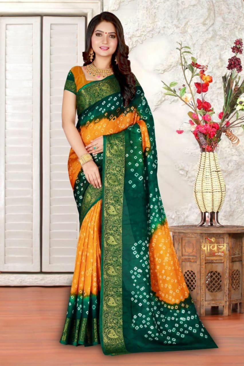 Beautiful Boutique Designer Pure Kaveri Hend Bandhej Saree