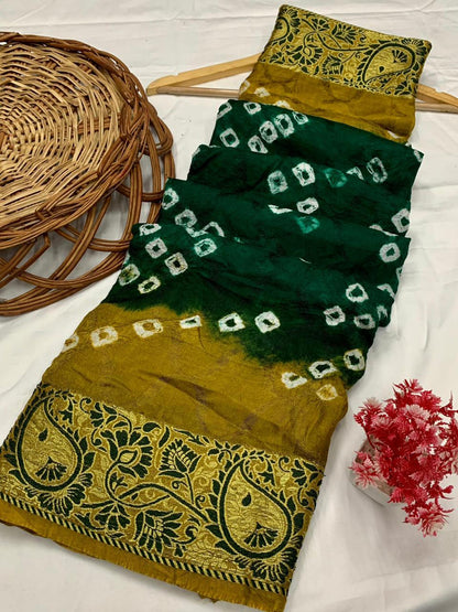 Beautiful Boutique Designer Pure Kaveri Hend Bandhej Saree