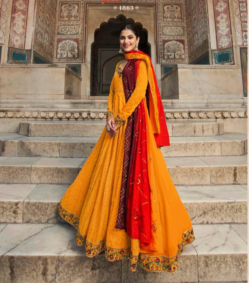 Flory Vol 30 Series 4861-4864 Fancy Anarkali Gown With Dupatta