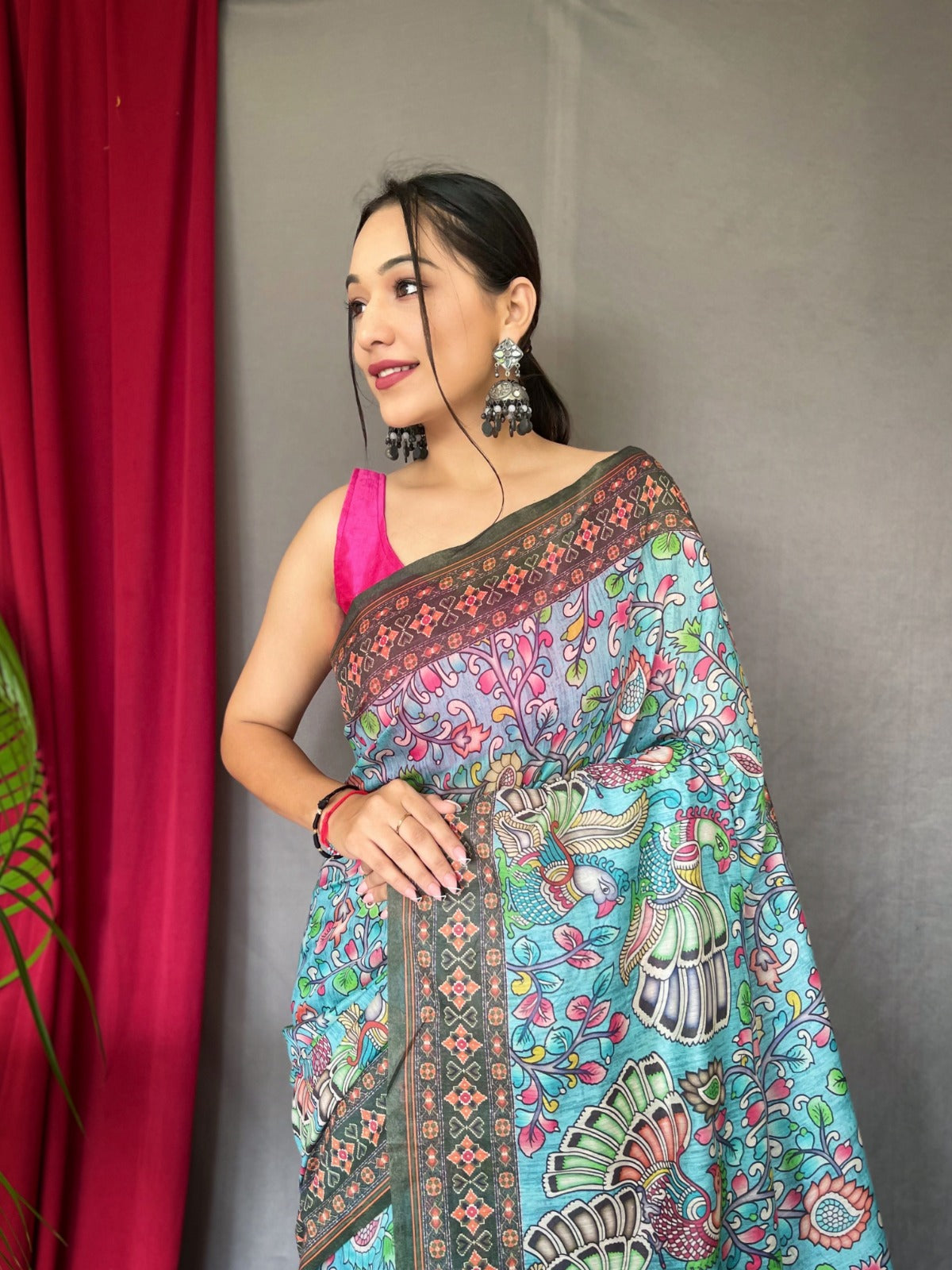 Pure Malai Cotton Bandhani Kalamkari Saree
