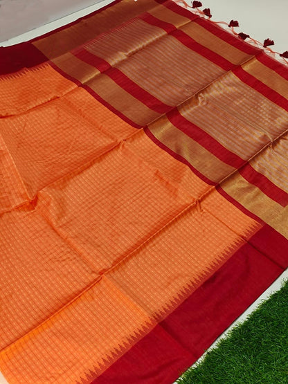 Beautiful Designer Tussar Silk Korvai Saree