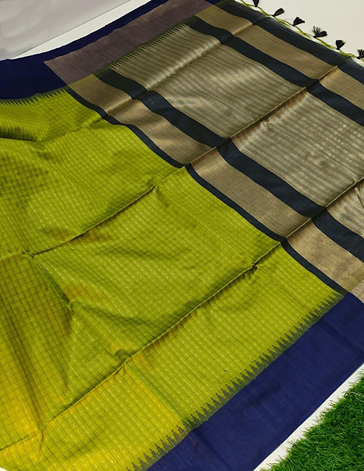 Beautiful Designer Tussar Silk Korvai Saree
