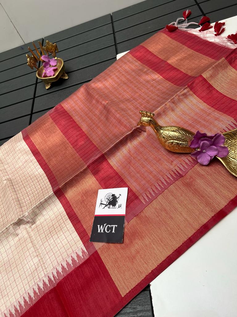 Beautiful Designer Tussar Silk Korvai Saree