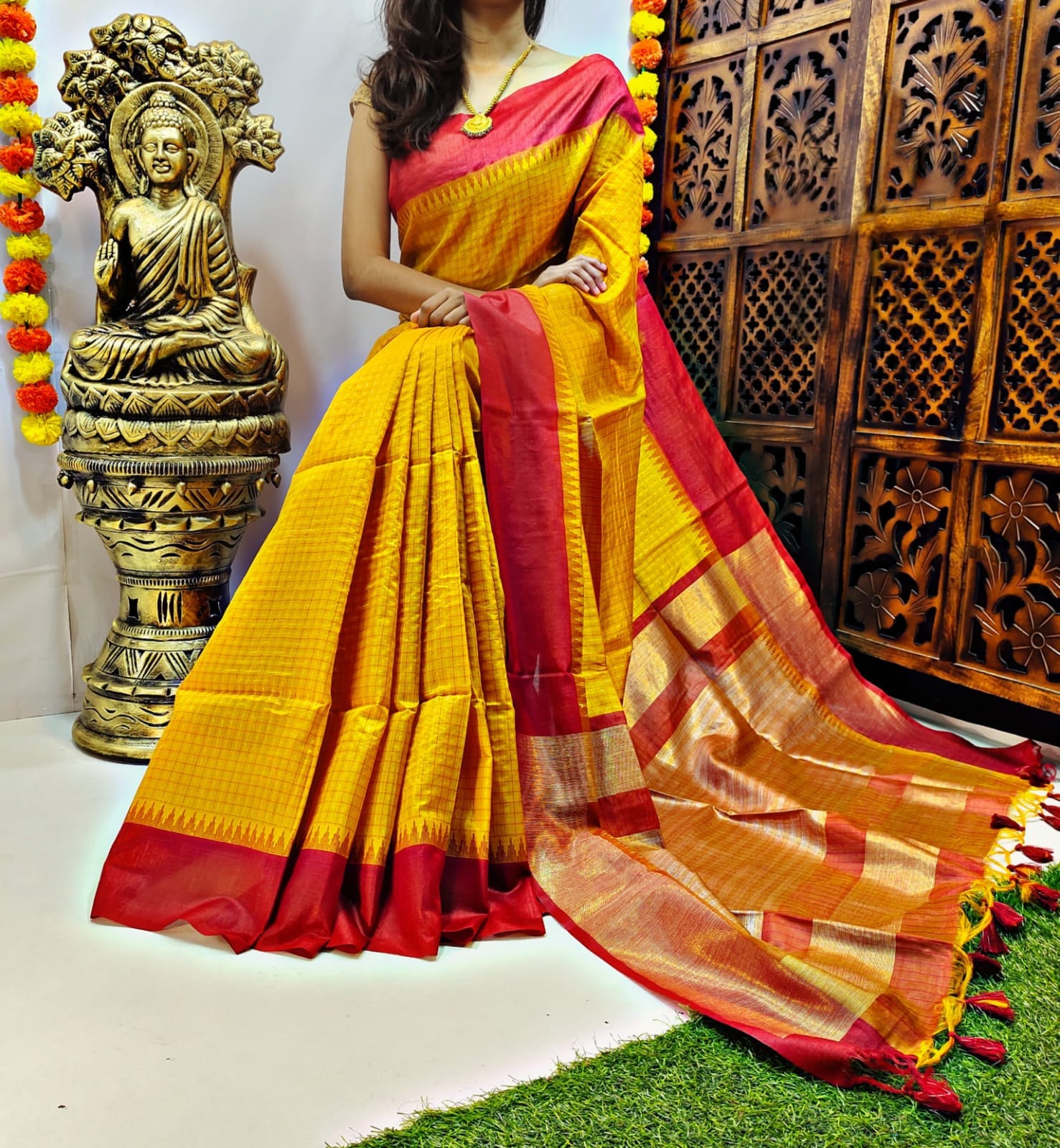 Beautiful Designer Tussar Silk Korvai Saree