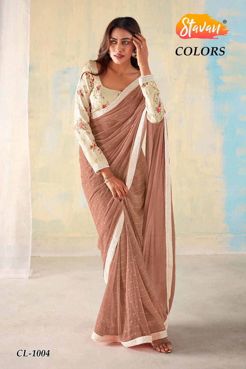 Beautiful Designer Stavan Colour Pure Georgette Saree