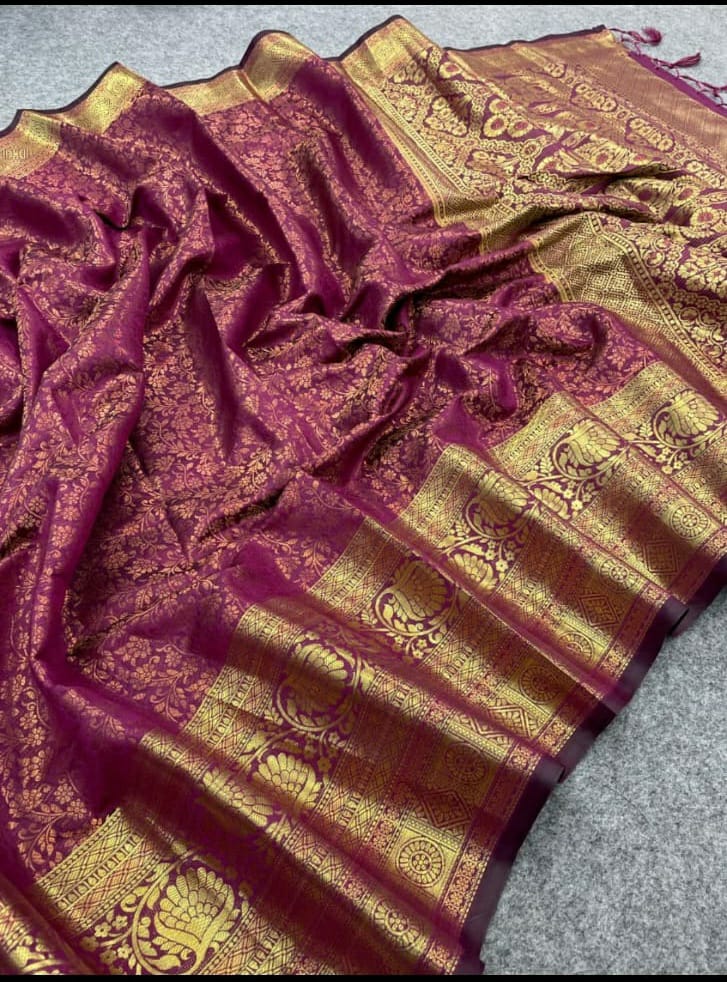 Beautiful Designer Soft Kanchivaram Copper Zari Saree