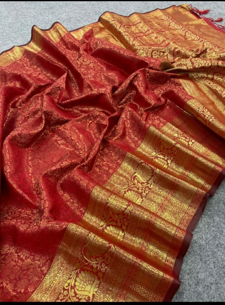 Beautiful Designer Soft Kanchivaram Copper Zari Saree