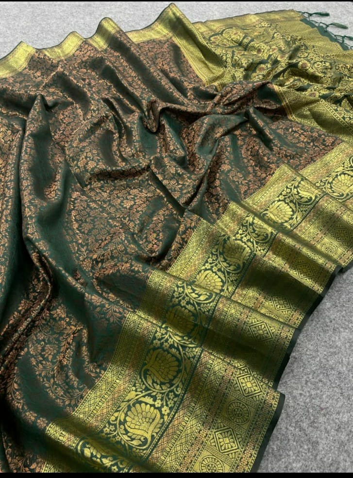 Beautiful Designer Soft Kanchivaram Copper Zari Saree