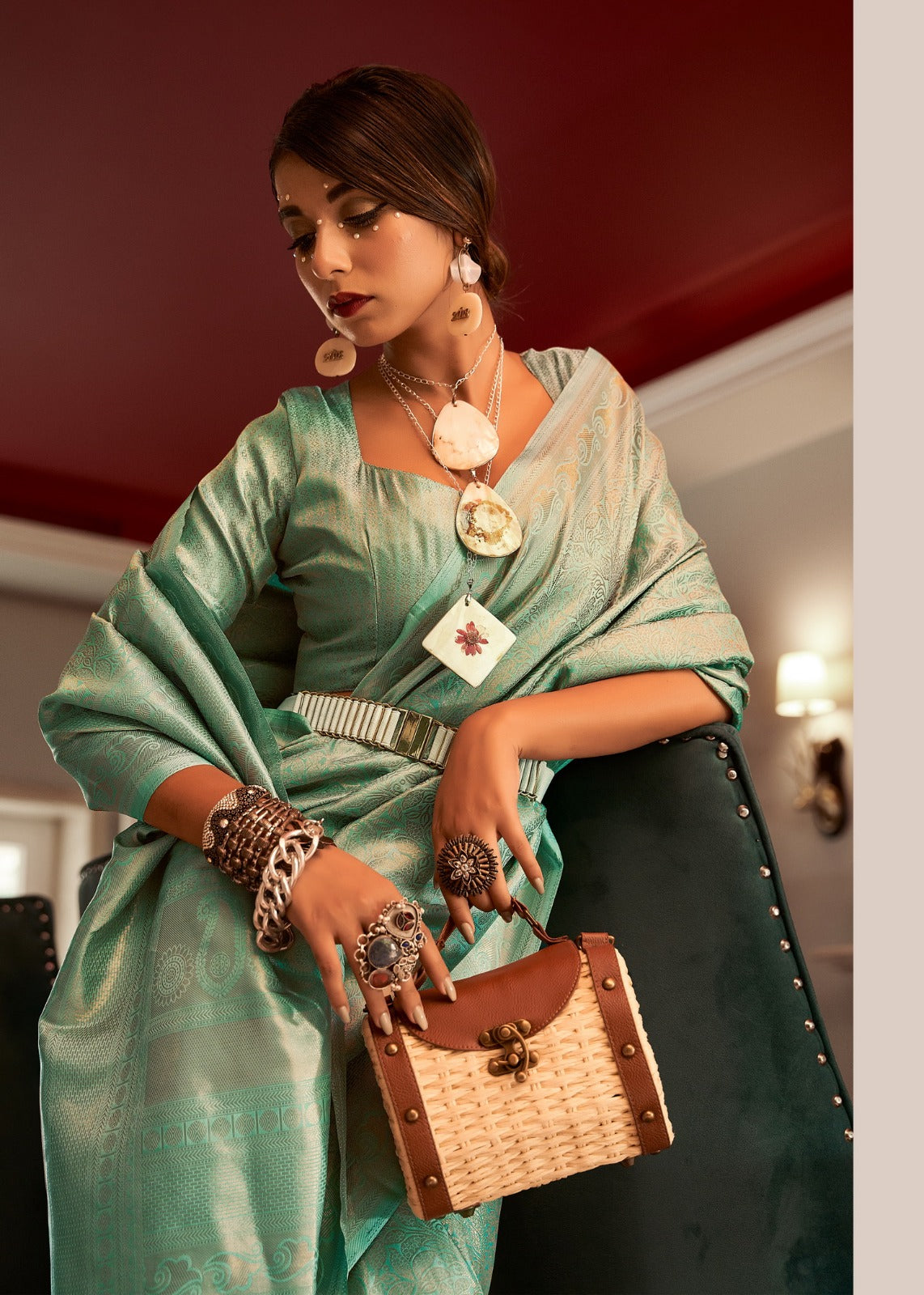 Beautiful Designer Sambhavi Silk
Sattin Base Kanchivaram Silk Saree