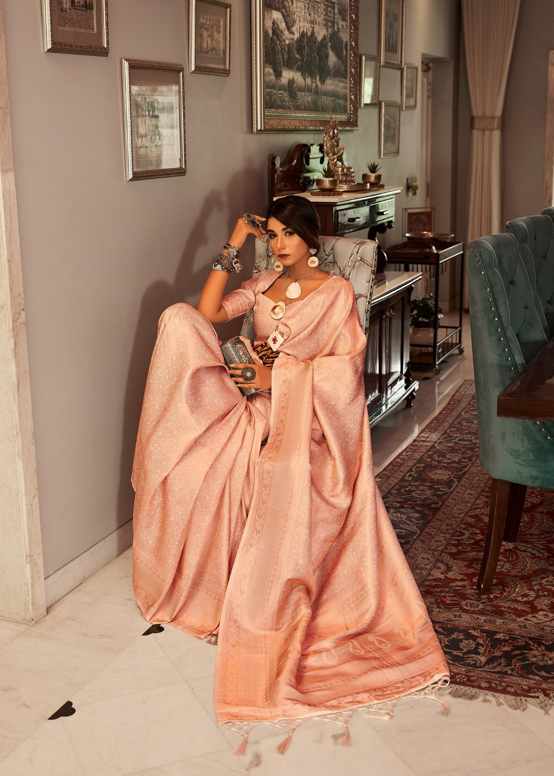 Beautiful Designer Sambhavi Silk
Sattin Base Kanchivaram Silk Saree