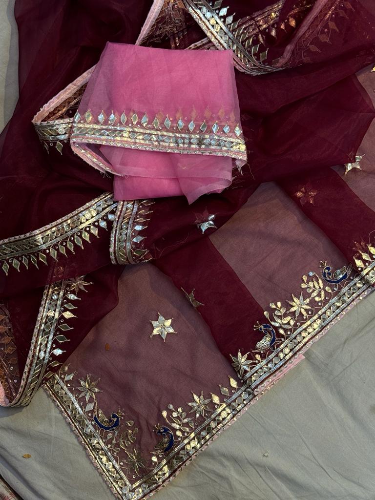 Rajasthani Traditional Pure Organza Chiffon Saree