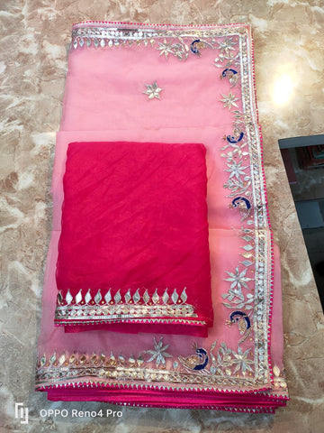 Rajasthani Traditional Pure Organza Chiffon Saree