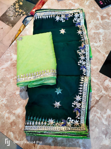 Rajasthani Traditional Pure Organza Chiffon Saree