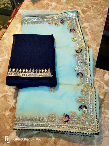 Rajasthani Traditional Pure Organza Chiffon Saree