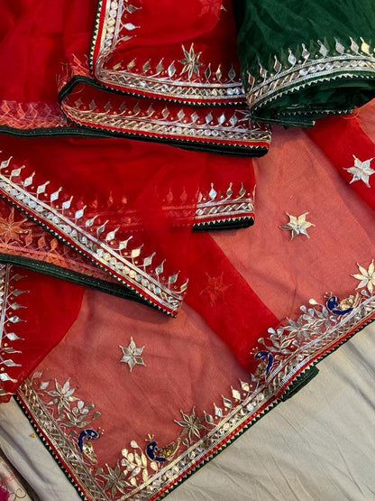 Rajasthani Traditional Pure Organza Chiffon Saree