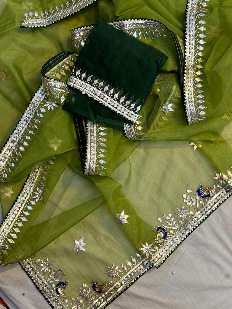 Rajasthani Traditional Pure Organza Chiffon Saree