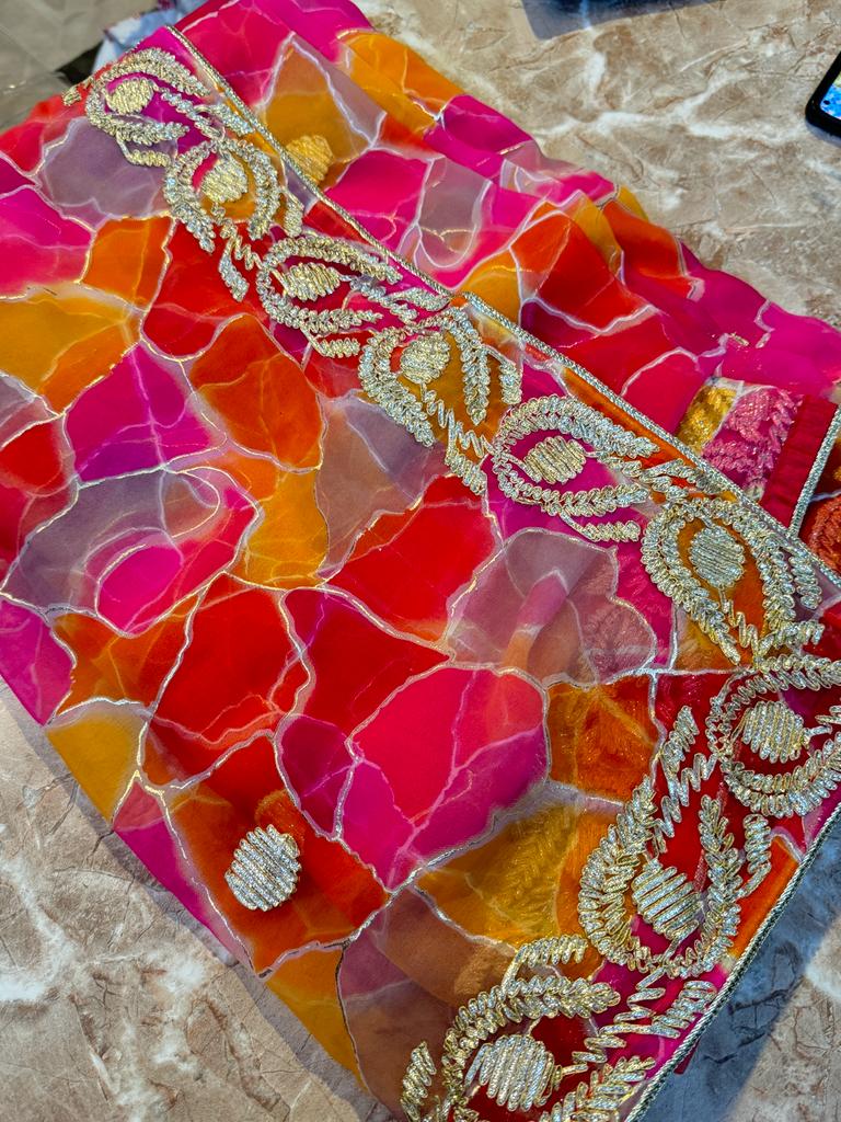 Rajasthani Traditional Pure Georgette Chiffon Saree