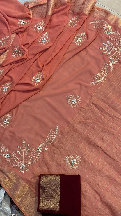 Rajasthani Traditional Pure Georgette Chiffon Saree