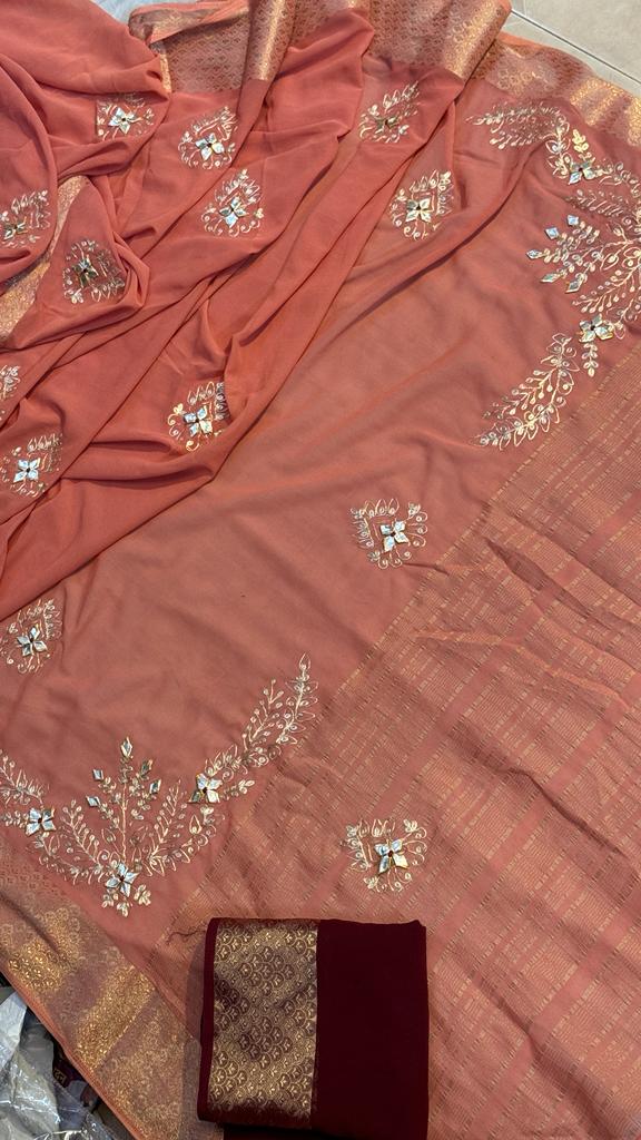 Rajasthani Traditional Pure Georgette Chiffon Saree