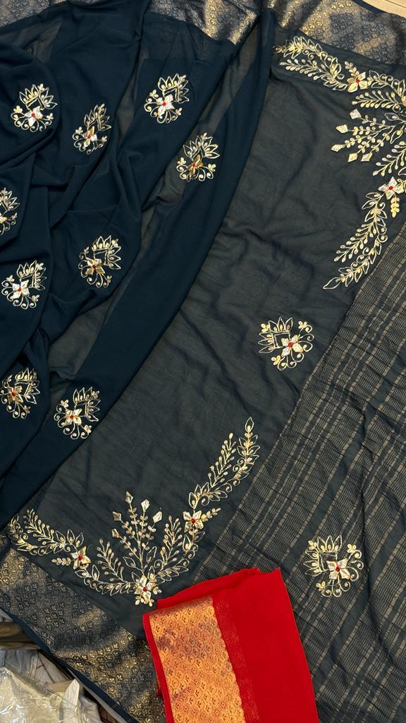 Rajasthani Traditional Pure Georgette Chiffon Saree