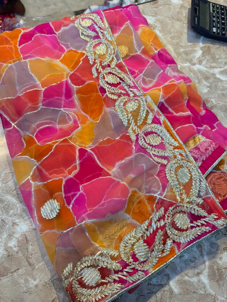 Rajasthani Traditional Pure Georgette Chiffon Saree