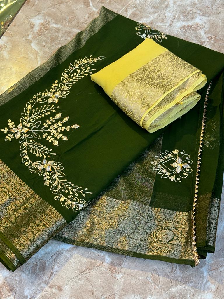 Rajasthani Traditional Pure Georgette Chiffon Saree