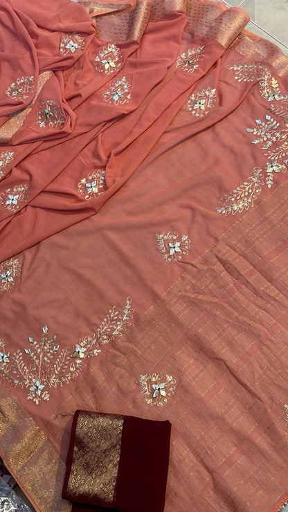 Rajasthani Traditional Pure Georgette Chiffon Saree