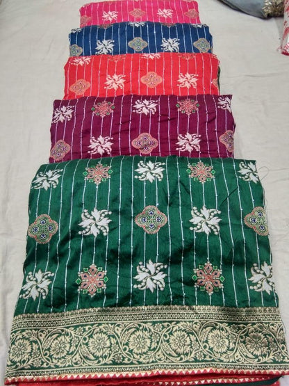 Beautiful Designer Pure Russian Rich Palu Banarasi Dola Silk