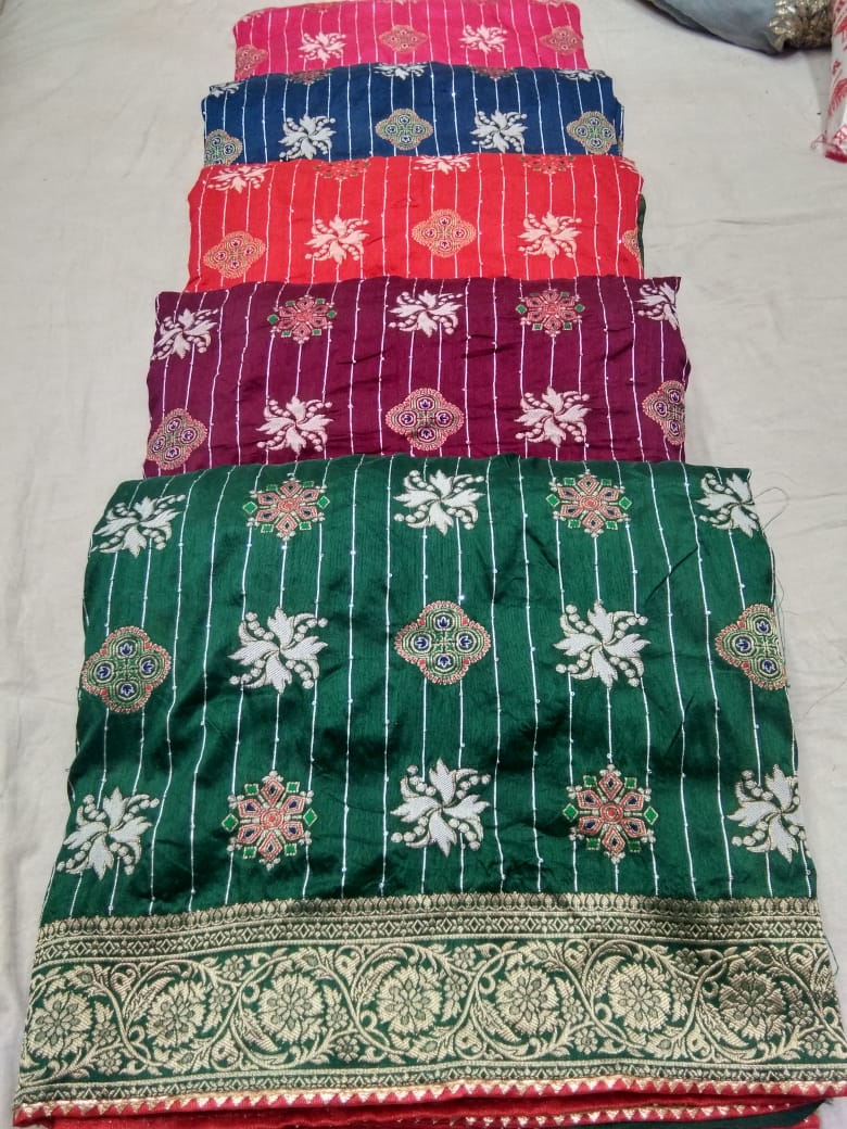 Beautiful Designer Pure Russian Rich Palu Banarasi Dola Silk