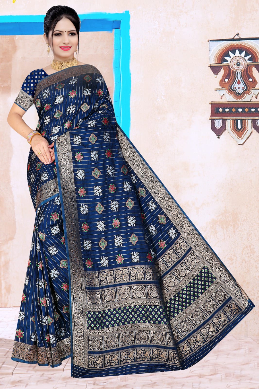 Beautiful Designer Pure Russian Rich Palu Banarasi Dola Silk