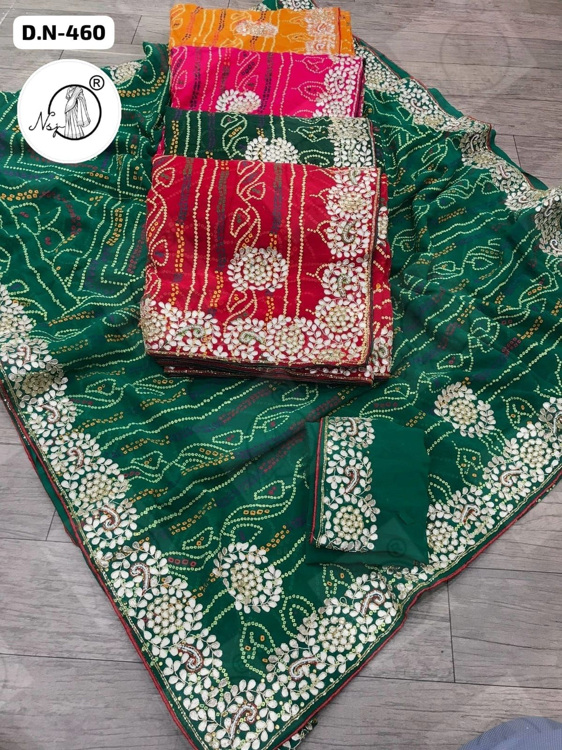 Beautiful Designer Jaipuri Pure 60gm Georgette Gottapatti Kasab Zardozi work Saree