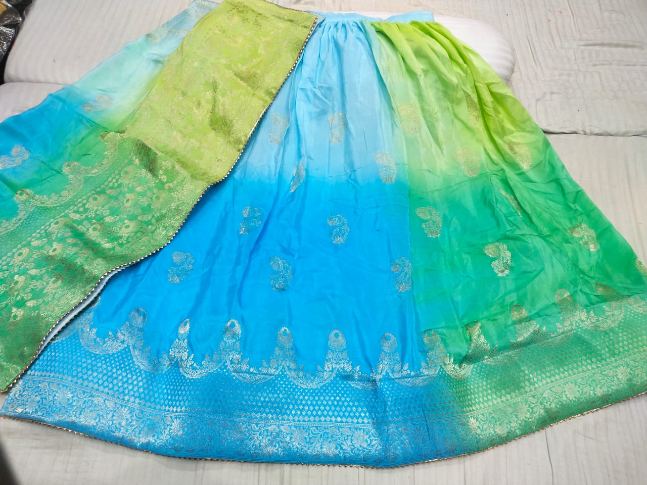 Beautiful Designer Multicolour Jaipuri Pure Russian silk Lehenga choli