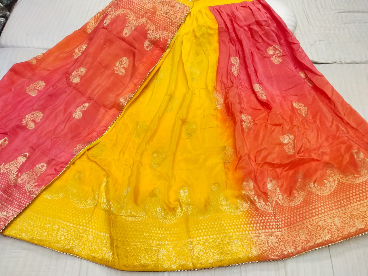 Beautiful Designer Multicolour Jaipuri Pure Russian silk Lehenga choli