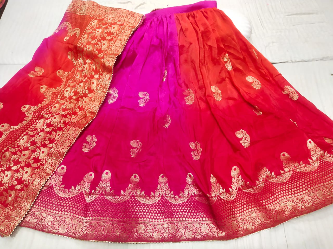 Beautiful Designer Multicolour Jaipuri Pure Russian silk Lehenga choli