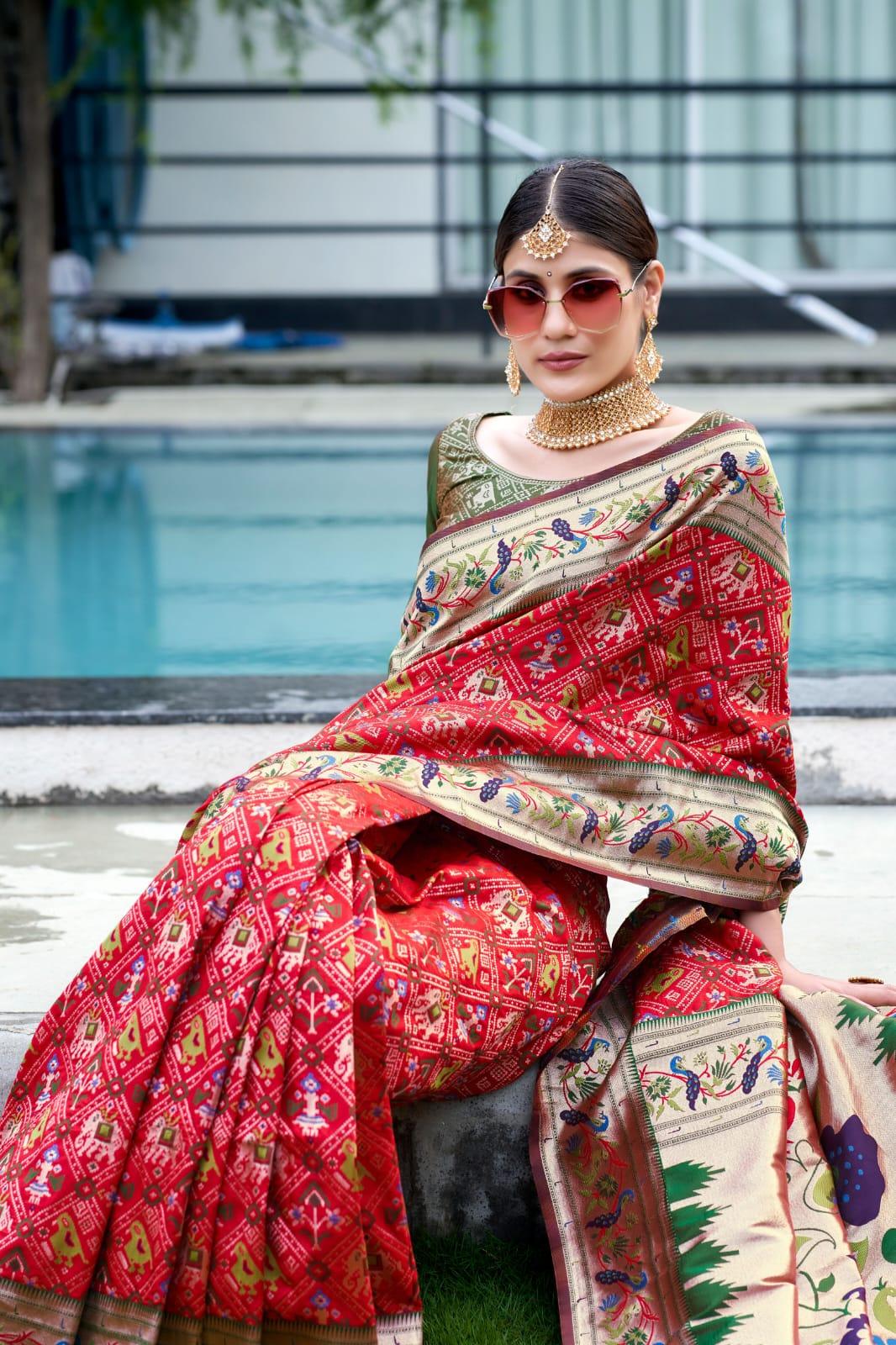 Wedding Designer Banarasi Soft Silk Paithani Patola Saree